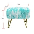 thumbnail image 6 of Home Soft Things Jacquard Faux Fur Ottoman - Blue turquoise - 19"x12.5"x17", 6 of 8