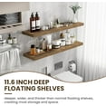 thumbnail image 5 of 48 Inch Floating Shelves, 12 Inch Deep Floating Shelves for Wall, Floating Shelf with Invisible Brackets, Deep Wall Shelves for Bathroom, Bedroom, Living Room, 1 Pack, Brown, 5 of 14