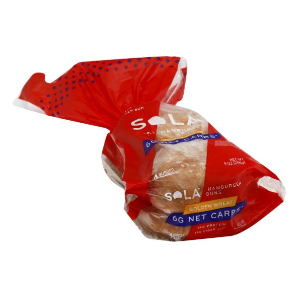 Sola Low Carb & Keto Friendly Hamburger Buns, Golden Wheat, 6g Net