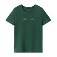 thumbnail image 1 of Camiseta de mujer ropa de moda de verano camisa de cuello redondo para mochilero de vacaciones Verde, 1 of 7