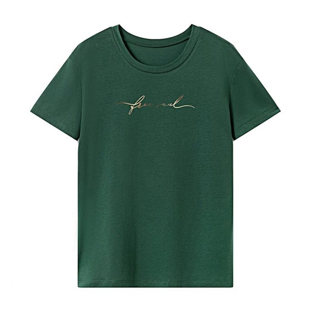 Camiseta de mujer con cuello redondo suave de recuerdo de verano para viajar, trabajar, ir de compras SG