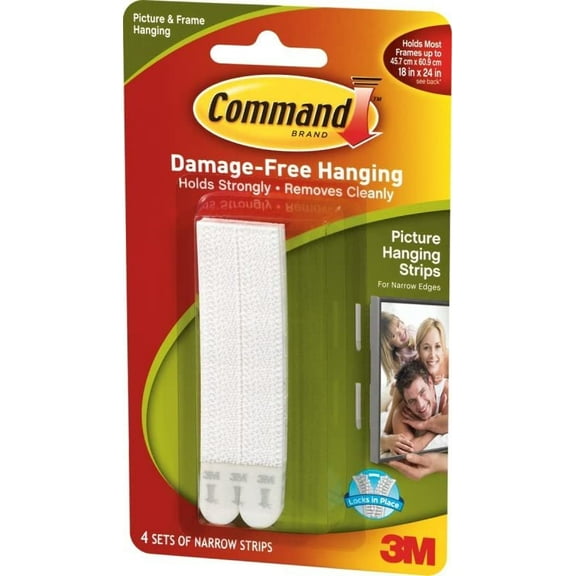 Command Picture Hanging Strips Narrow - Damage Free Hanging - White