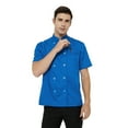 thumbnail image 4 of Toptie Short Sleeve Chef Coat Jacket Royal Blue Lightweight Button Chef Uniform, 4 of 7