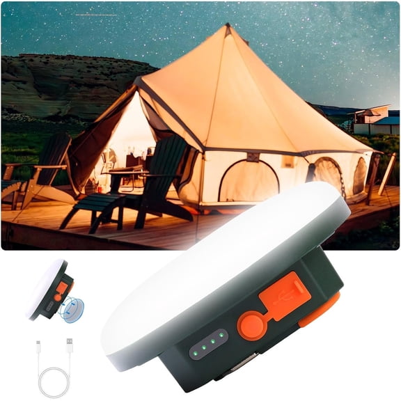 Ultra-Bright Rechargeable LED Camping Lantern,Portable Tent Light with USB C , IPX5 , Base & Hook for Camping, Glamping, Backyard &