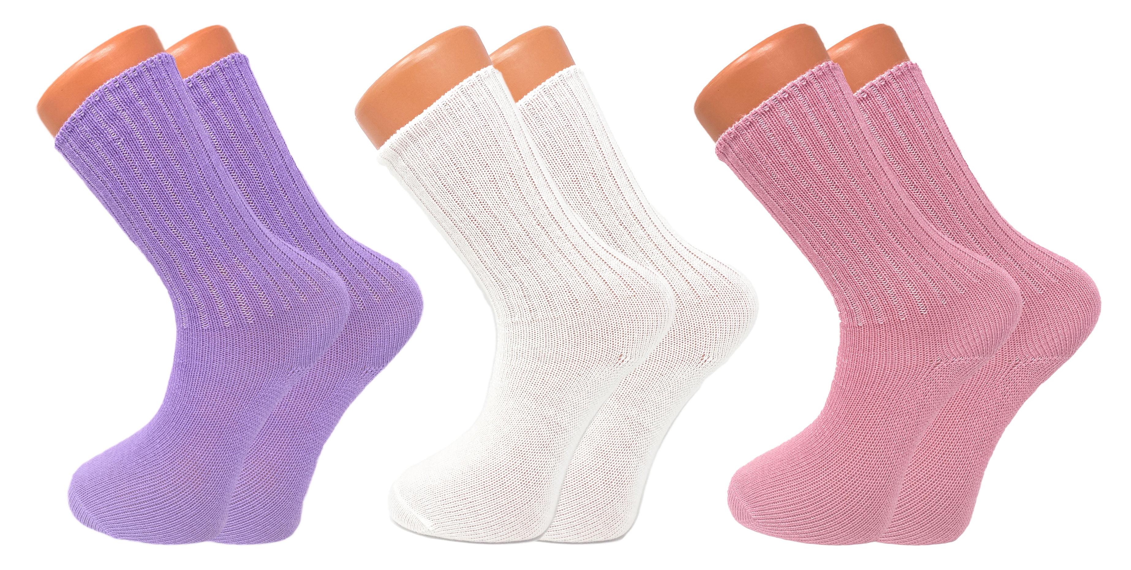 pink, lavender, green 9-11 crew length new 3 pairs, Women's diabetic socks 