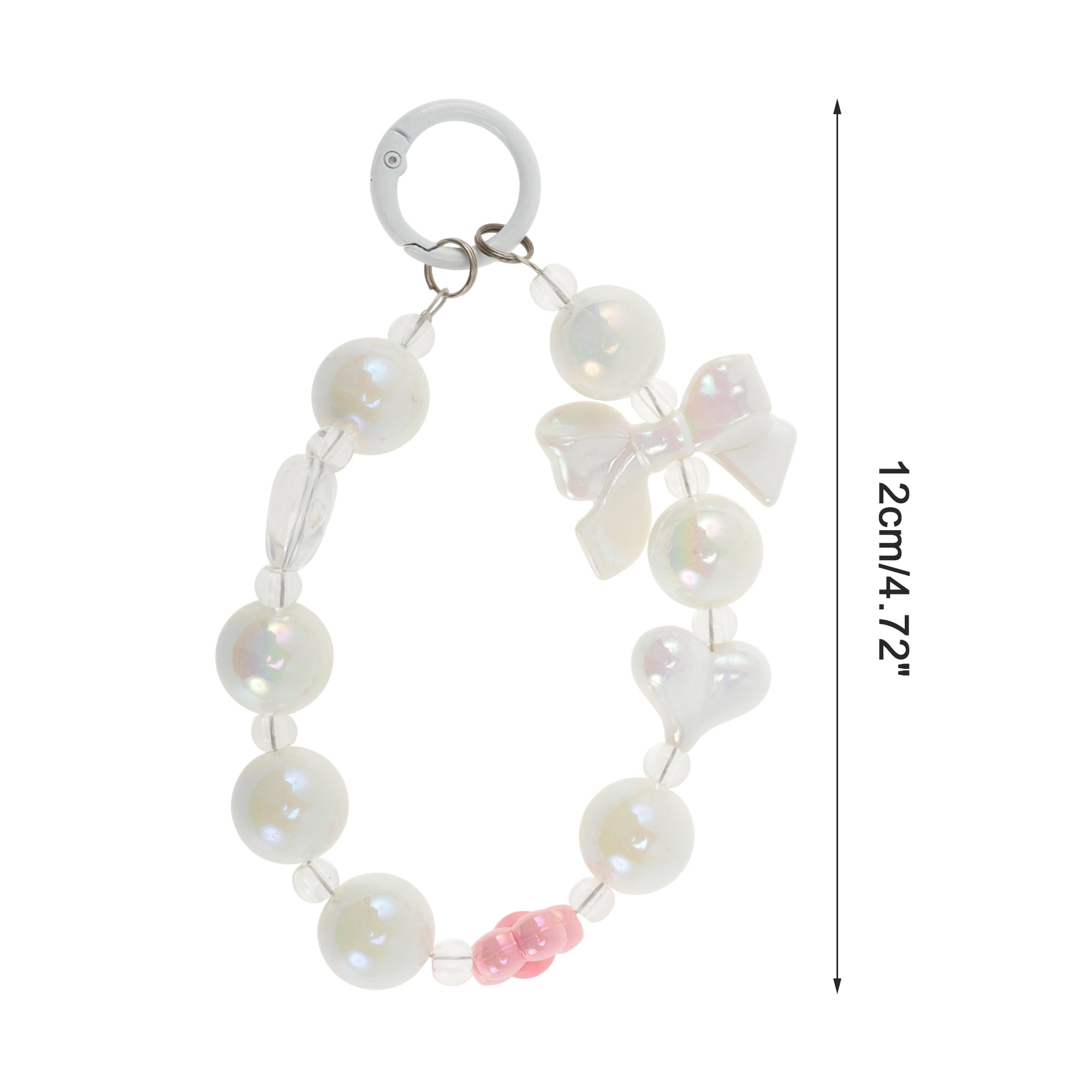 Unique Bargains Heart-Shaped Bow Phone Charm 1 Piece White