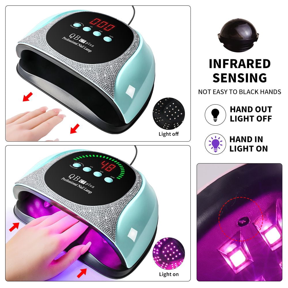 Professional UV LED Nail Lamp, LIMEGIRL Nail Dryer for Gel Polish, 4 Timers UV Nail Lamp Professional Nail Light,57Pcs Lamp Beads and Automatic Sensor