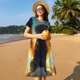 thumbnail image 4 of Balery Golden Cloud Winged Dog Vestidos sueltos de manga corta para mujer, vestidos de verano 2025, vestidos casuales de corte A con vuelo., 4 of 6