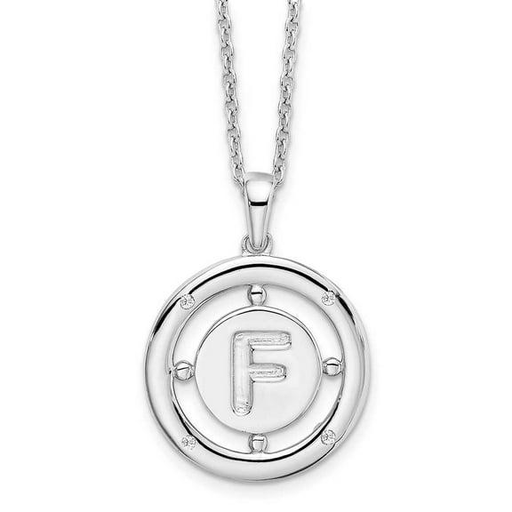 Primal Silver Sterling Silver 0.025 Cttw Diamond Initial F Necklace