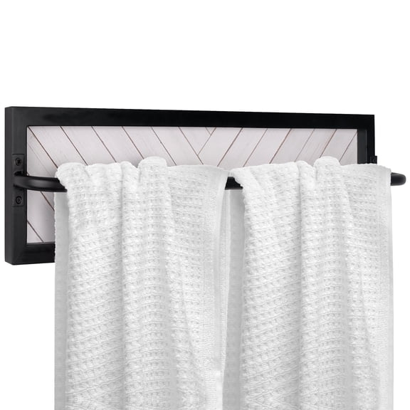 Autumn Alley Farmhouse Towel Rack – Black and White Shiplap Farmhouse Bathroom Decor
