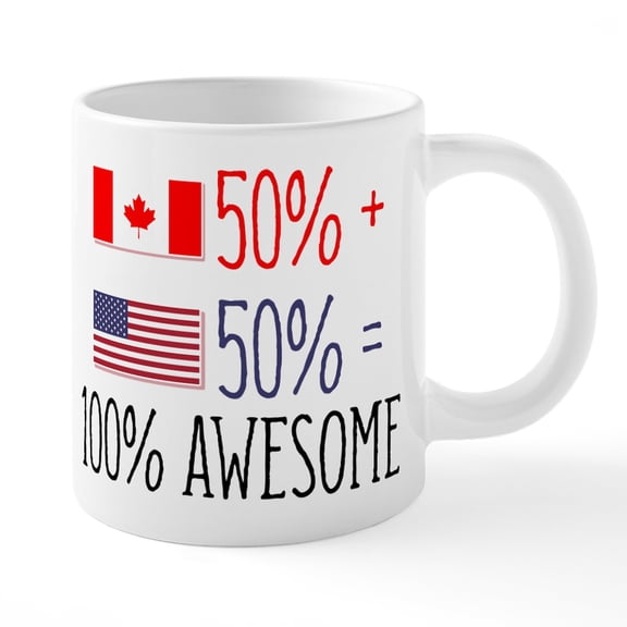 CafePress - Half Canadian Half American - 20 Oz White Ceramic Mega Mug