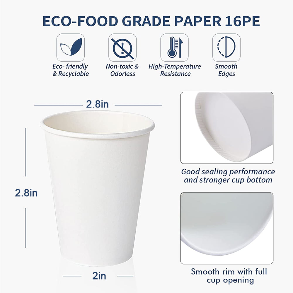 100-Pack 7 oz All-Purpose White Paper Disposable Cups – Hot/Cold Beverage  Cup-Coffee Tea Water and Cold Drinks - Mouthwash Paper Cup 