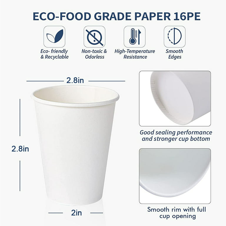 7 oz. White Paper Cups, Small Disposable Bathroom, Espresso, Mouthwash Cups, Size: 100pc Cup