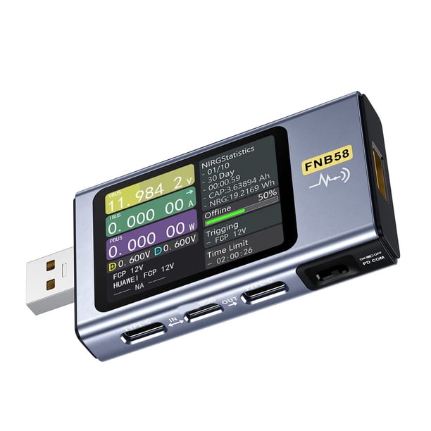 Probador USB ANGGREK Medidor de Corriente de Voltaje Detección Automática de Protocolo