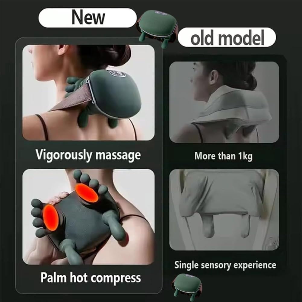 Siasoo Neck Massager, Bionic Heated Deep Tissue Back Massager with 4D Kneading and Simulated Hand Design, Wireless Portable Neck and Shoulder Massager for Pain Relief and Relaxation
