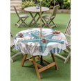 thumbnail image 4 of Outdoor Tablecloth with Umbrella Hole for Patio/Picnic/Party/Camping, Coastal Starfish Waterproof Table Cloth Round Cover Washable, Blue Ocean Coral Conch Beach Nautical (Dia 54"), 4 of 9