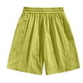 thumbnail image 5 of Womens Quick Dry Shorts High Waist Stretchy Straight Leg Bermuda Shorts with Pockets Casual Summer Athletic Lounge Pants Green M, 5 of 6