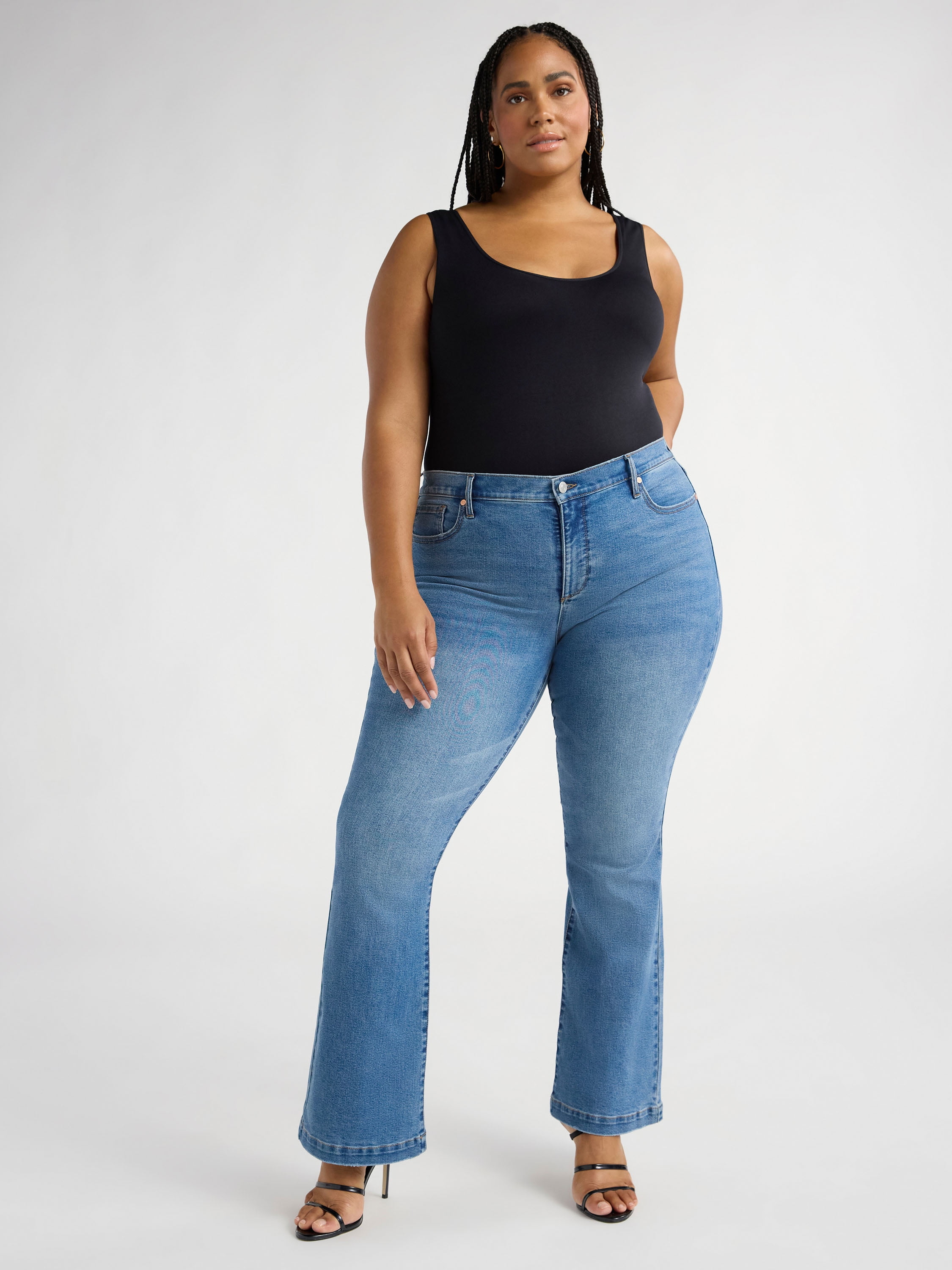 Sofia by Sofia Vergara Women's and Women's Plus Melisa Flare High Rise Jeans, 30.5", 32.5" and 34.5" Inseams, Sizes 0-28