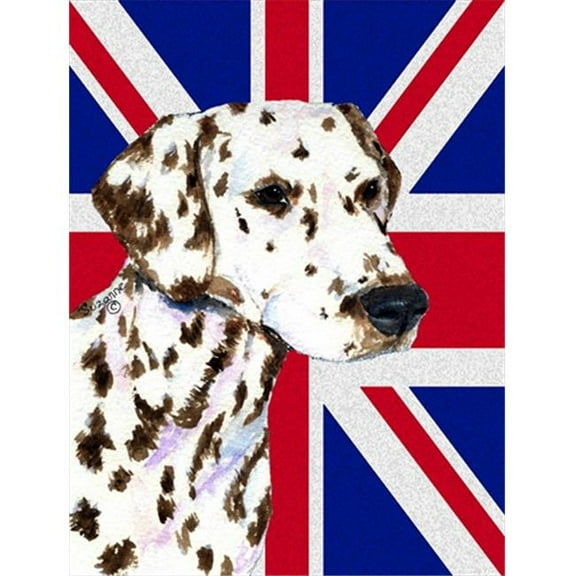 Dalmatian With English Union Jack British Flag Flag Canvas House Size