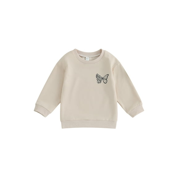 Bagilaanoe Little Girl Casual Sweatshirt Long Sleeve Butterfly Floral Print Pullover 3T 4T 5T 6T 7T Kids Fall Loose Tee Tops