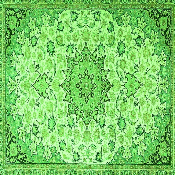 Ahgly Company Indoor Square Medallion Green Traditional Area Rugs, 7' Square