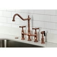 thumbnail image 2 of Kingston Brass KS127BEXBSAC Essex Bridge Kitchen Faucet with Brass Side Sprayer, Antique Copper, 2 of 6