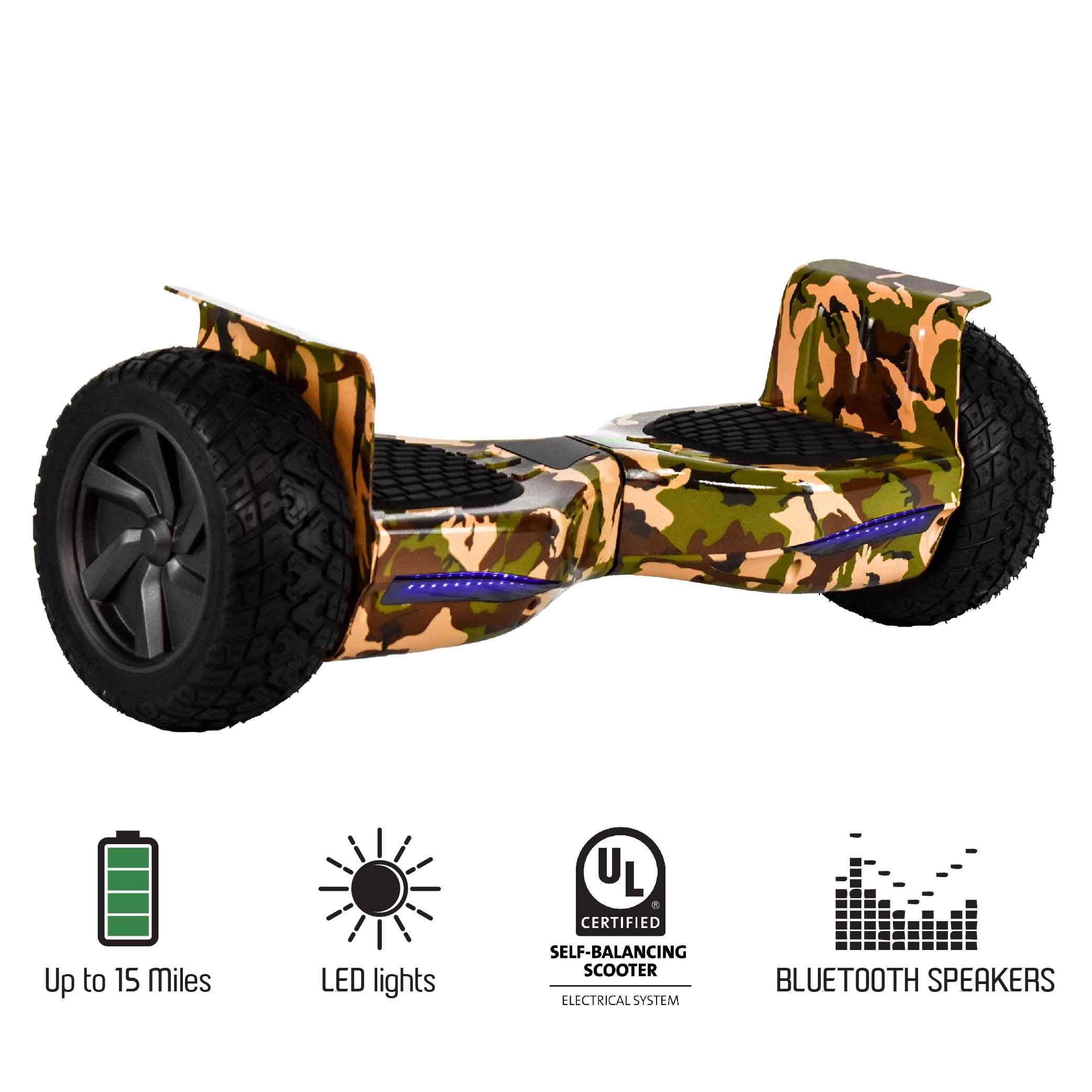 Hoveroid 8.5" All Terrain Bluetooth Hoverboard ARMY GREEN CAMO UL2272