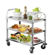 3 Tier Heavy Duty Commercial Grade Utility Cart with Wheels HLC Kitchen Trolley Serving Cart  Stainless Steel Rolling Cart Storage Shelf for Hotel Restaurant Bar Home Use L30 x W16 x H33 Inch