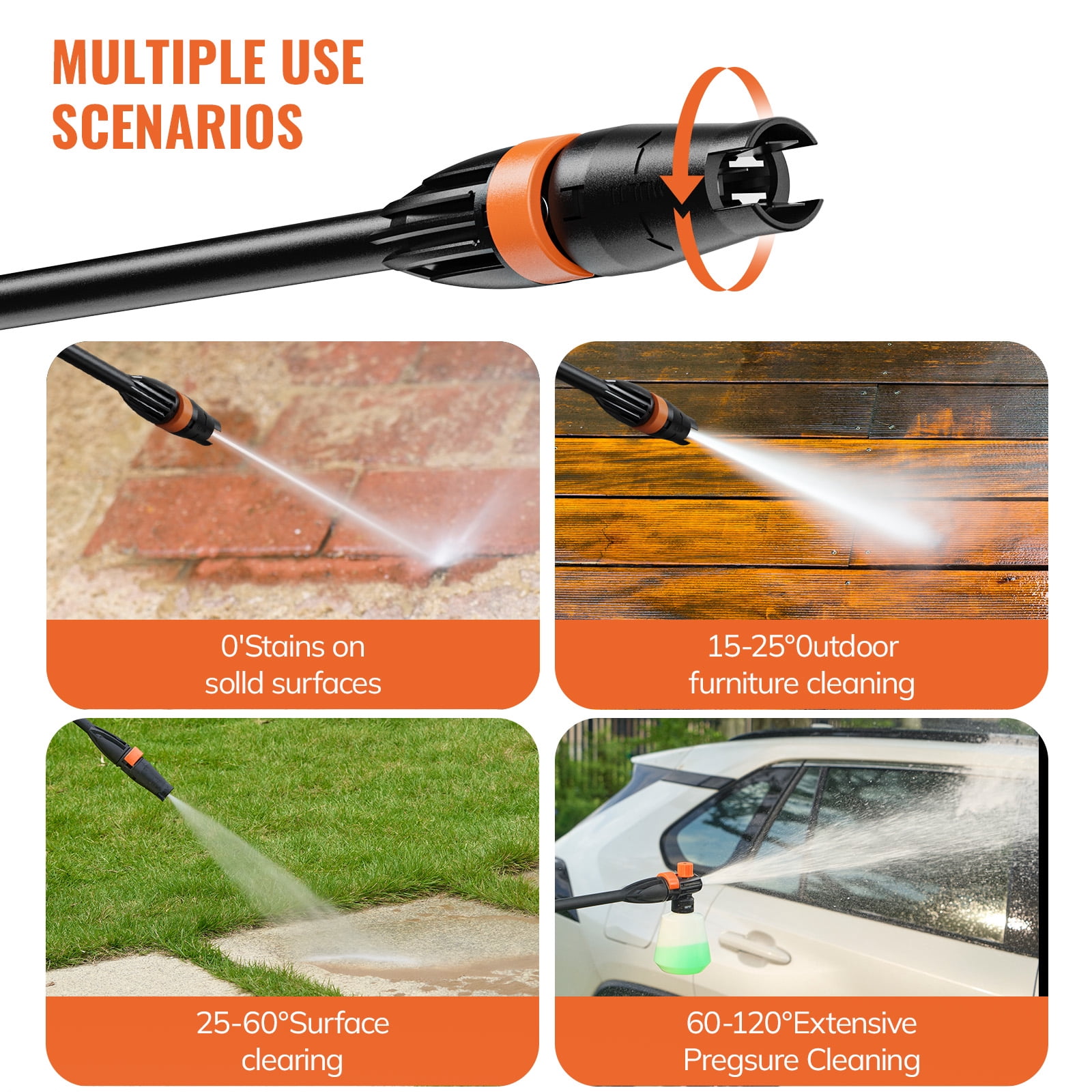 TCISA Electric 4000 PSI Pressure Washer,Max 2.8 GPM Power Washer with 35FT Cord,20FT Hose,Adjustable Nozzle 0-120°,Foam Cannon for Patios Cars Fences Driveways Orange