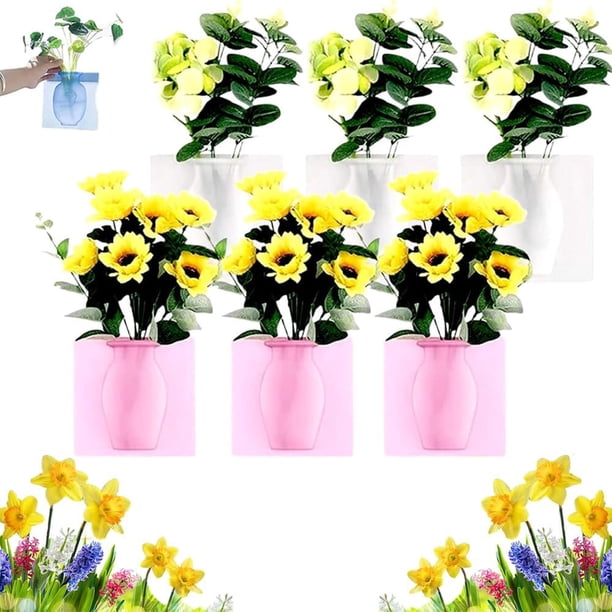 Adhesivo mágico de silicona para florero, florero de silicona reutilizable y extraíble, adhesivo autoadhesivo para montaje en pared para decoración del hogar y la oficina, regalo ideal (6 piezas-C)