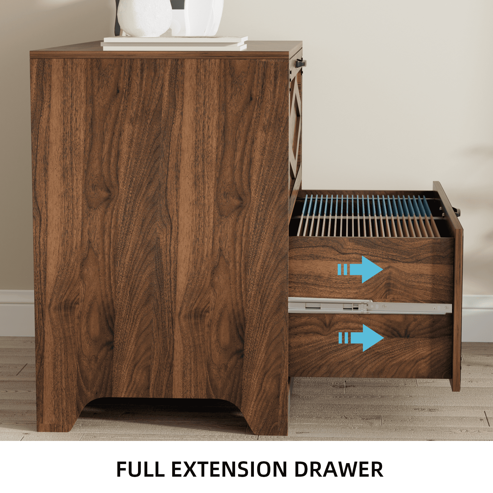 RichYa 2 Drawer Wood Lateral File Cabinet, Large Filing Cabinet for Home Office, Fits A4/Letter Size Files, Brown