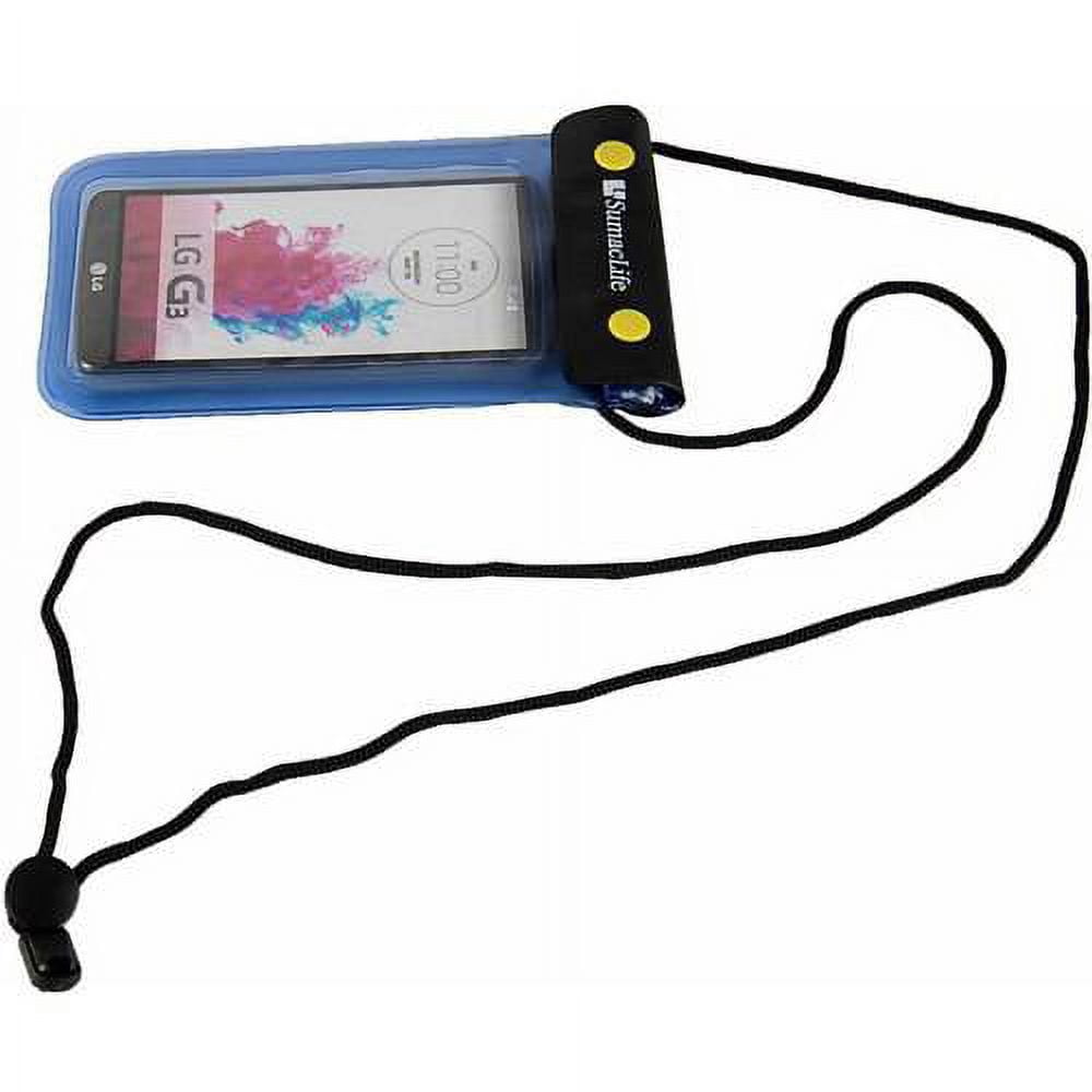 SUMACLIFE Waterproof Triple Zip Clear Case Carrying Bag (with Lanyard) for Smartphones up to 6in x 3.5in