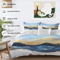 thumbnail image 3 of Abstract Ocean Waves Duvet Cover Set Full Size, Gradient Gold Blue Mountain Art 4 Piece Soft Microfiber Bedding Set with 1 Duvet Cover, 1 Flat Sheet, 2 Pillowcases, 3 of 9