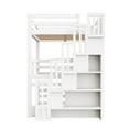 thumbnail image 5 of Euroco Full Size Triple Bunk Bed with Storage Staircase, 3 Beds in One, White, 5 of 12