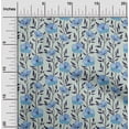 thumbnail image 2 of oneOone Viscose Chiffon Medium Blue Fabric Floral Sewing Material Print Fabric By The Yard 42 Inch Wide, 2 of 5