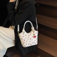 thumbnail image 3 of husxh Pu Leather Bucket Top-handle Bag Women Cherry Crossbody Bag & Pendant (White), 3 of 9