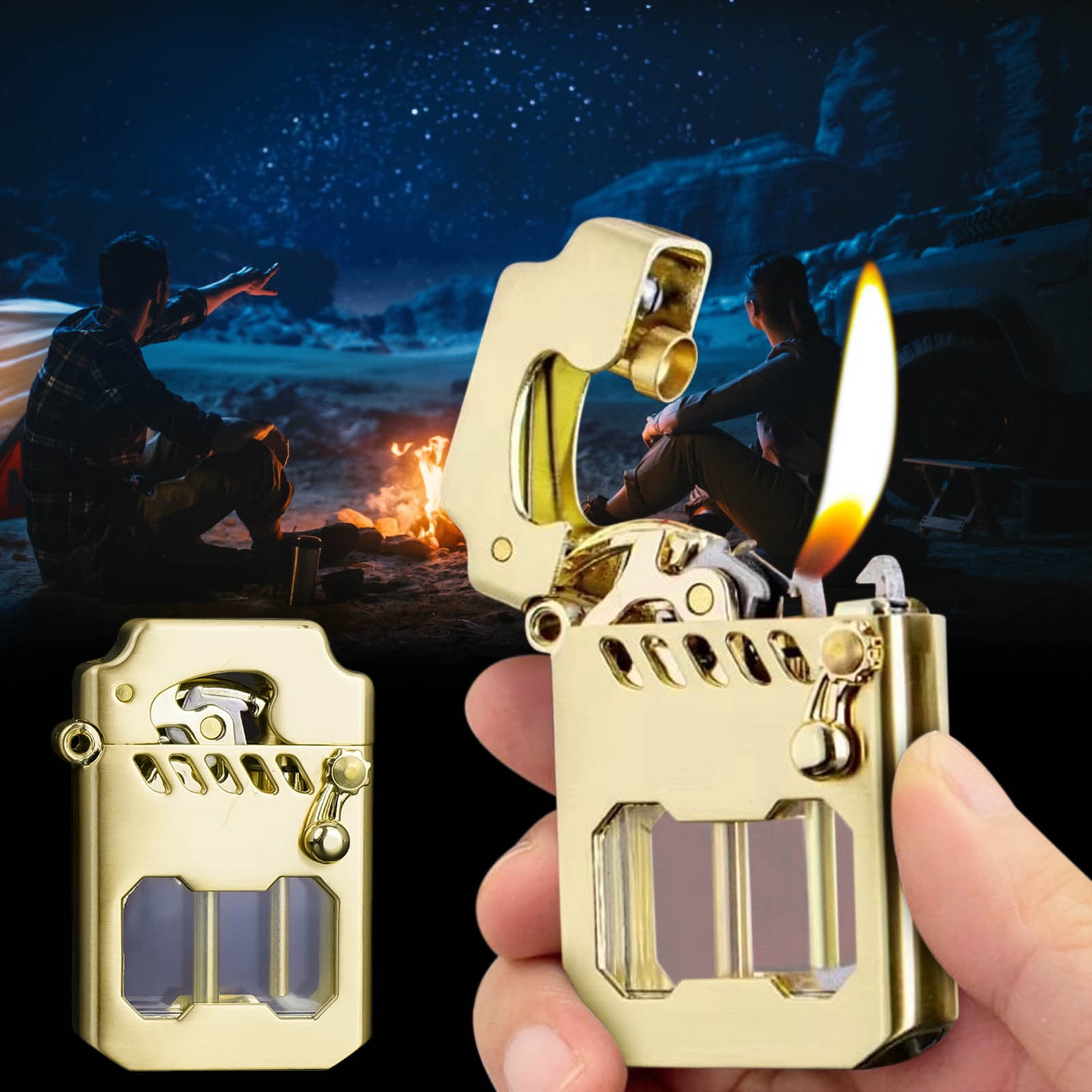 Uscallm One Button Ejection Transparent Lighter, One-button Ejection Cyberpunk Lighter, Transparent Chamber Rocker Mechanism, Futuristic Gadget For Smoking Accessories