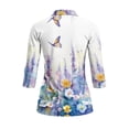 thumbnail image 3 of Uorisanigo Flower Butterfly Women's 3/4 Sleeve Golf Top Size S Comfortable Fashion Quick Dry Athletic Polo Shirts with Zip Up Collar Versatile Casual Tennis Tops Breathable for Women, 3 of 7