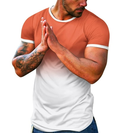 

KI-8jcuD Mens Spring Summer Casual Sports Colorblock Gradient Round Neck Pullover Short Sleeve T Shirt Unisex T Shirt Men T Shirts Long Sleeve 4X Mens Workout Shirts T Shirt Pack Corset Shirt Plain T
