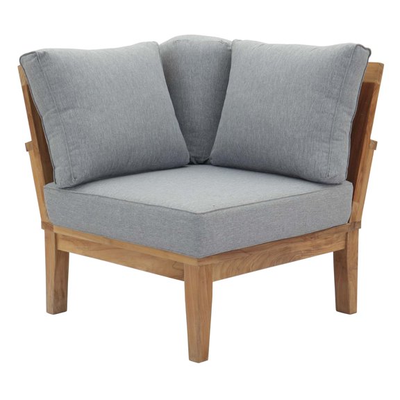 Modern Contemporary Urban Design Outdoor Patio Balcony Garden Furniture Sofa Corner Chair, Wood, Grey Gray Natural