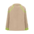 thumbnail image 5 of Womens Fleece Jacket Zip Up Long Sleeve Fall Winter Sherpa Coat Patchwork Stand Collar Sweatshirt Outerwear with Pockets (Khaki M), 5 of 6