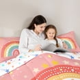 thumbnail image 5 of jejeloiu Boho Cute Rainbow Twin Comforter Sets,3D Gold Stars Bedding Set For Girls Teens Reversible 2pcs, 5 of 8