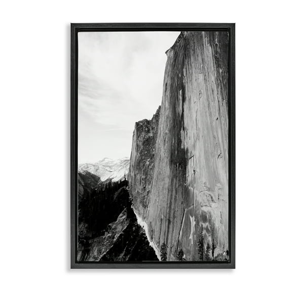 Stupell Industries Tall Natural Cliff at Yosemite Landscape & Nature Photography Black Floater Framed Canvas Art Print Wall Art, 17 x 25