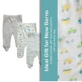 thumbnail image 4 of Spasilk Baby Boys' Cotton Pull on Footed Pants, Pack of 3, Blue Cars, 4 of 7