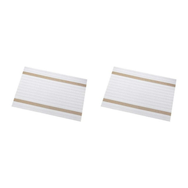 Ounissouiy Tapete de de PVC a rayas moderno, manteles individuales resistentes a las manchas, posavasos rectangulares antideslizantes, Blanco Rectángulo/30*45cm 2Conjunto