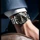 thumbnail image 5 of Reloj deportivo de cuarzo para hombre, Reloj casual de negocios para exteriores, Acero inoxidable, Negro/gris, Correa de cuero, Reloj de pulsera versátil para todas las ocasiones, Diseño elegante, 5 of 7