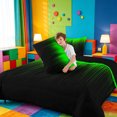 thumbnail image 4 of meiyoeat line Geometric Print Full Size Comforter Sets,Black Green Neon Striped Bedding Comforter Set,Reversible,3-Piece,1 Comforter and 2 Pillowcases, 4 of 7
