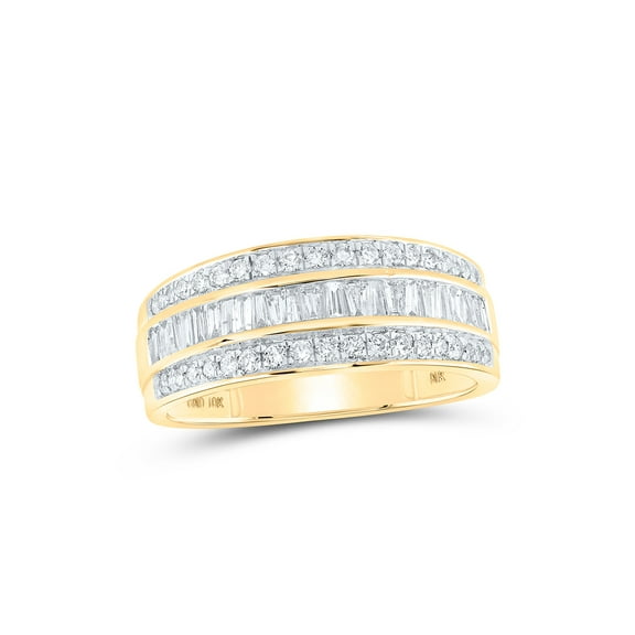 10kt Yellow Gold Mens Baguette Diamond Band Ring 7/8 Cttw