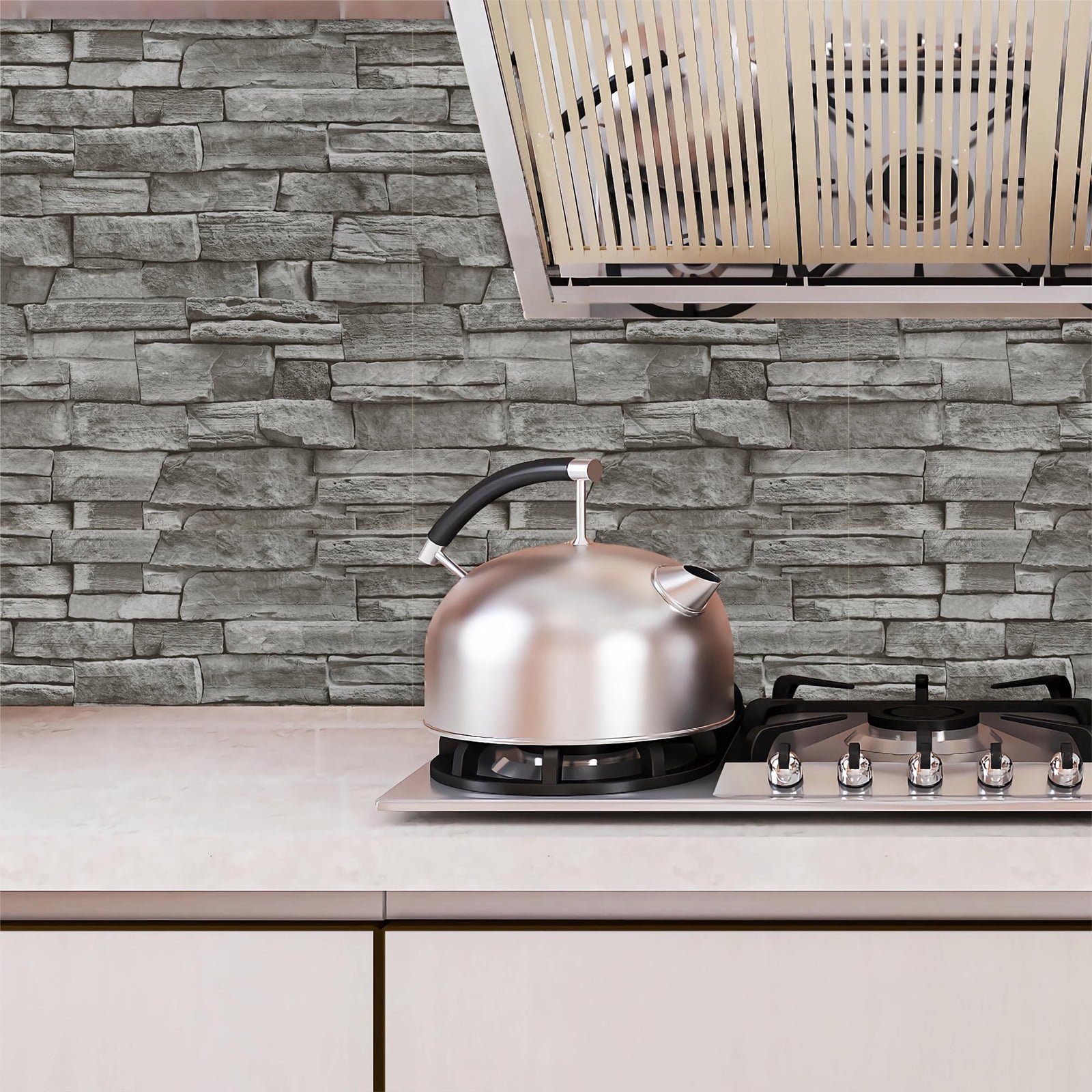 UMIGGEE 17.7" x 1003.9" Stone Brick Wallpaper 3D Grey Brick Wallpaper Peel and Stick Wallpaper Removable Wall Contact Paper Self-Adhesive Wallpaper Vintage Brick Wall Paper for Home Decor Christmas