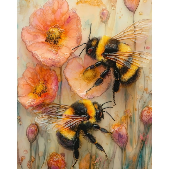 Paint by Numbers for Adults Kids Beginner Bee and Poppy DIY Acrylic Painting by Numbers Kits with Brushes Acrylic Pigment Home Decoration Gifts 16 x 20 inch